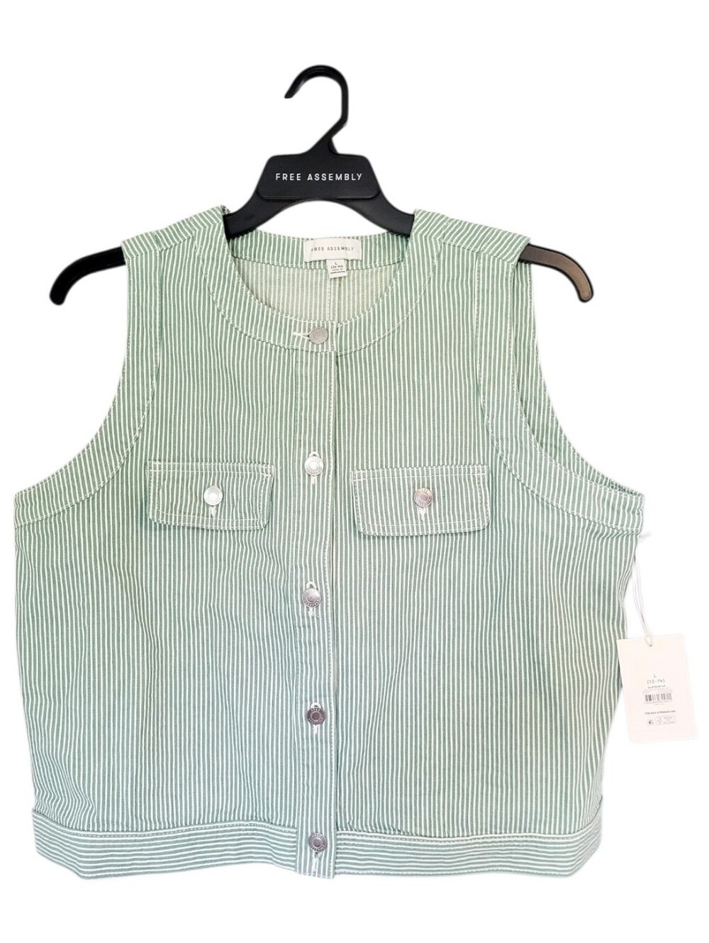 NWT Free Assembly Womens Large Striped Button Up Sleeveless Top